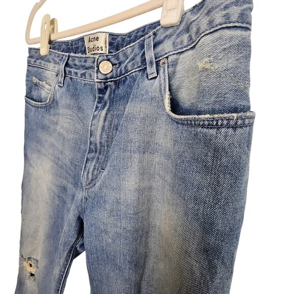 Acne Studios Womens Pop Trash Distressed Straight Cropped Jeans Sz 38 US 29/30 - Picture 5 of 11